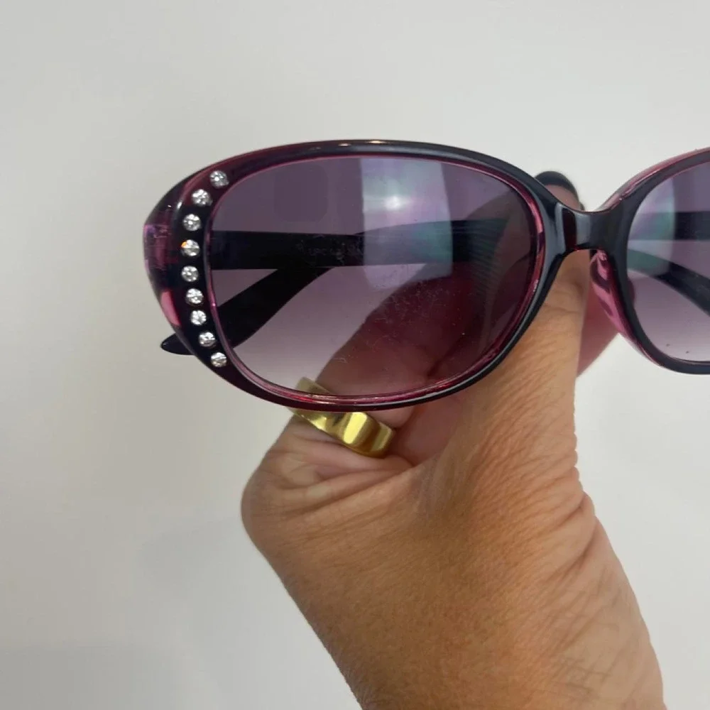 Piranha Rhinestone Burgundy Purple Sunglasses Y2K